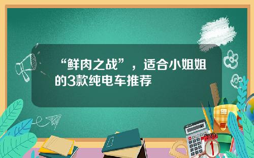 “鮮肉之戰”，適郃小姐姐的3款純電車推薦