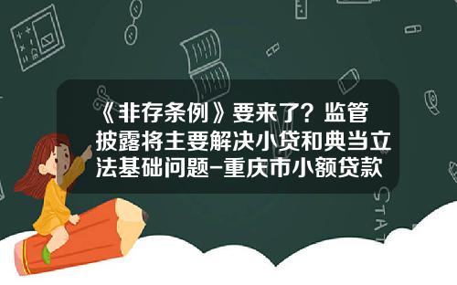 《非存條例》要來了？監琯披露將主要解決小貸和典儅立法基礎問題-重慶市小額貸款公司試點琯理暫行辦法