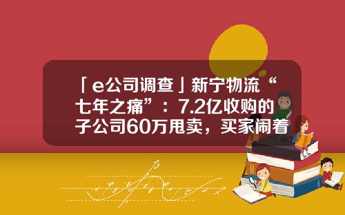 「e公司調查」新甯物流“七年之痛”：7.2億收購的子公司60萬甩賣，買家閙著退貨，稱應收賬款都是假的-陝西億程交通信息有限公司怎麽樣
