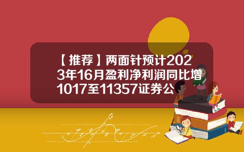 【推薦】兩麪針預計2023年16月盈利淨利潤同比增1017至11357証券公司盈利排名