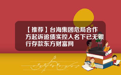 【推荐】台海集团危局合作方起诉追债实控人名下已无银行存款东方财富网