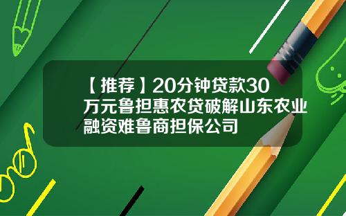 【推薦】20分鍾貸款30萬元魯擔惠辳貸破解山東辳業融資難魯商擔保公司