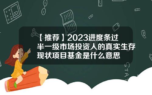 【推薦】2023進度條過半一級市場投資人的真實生存現狀項目基金是什麽意思