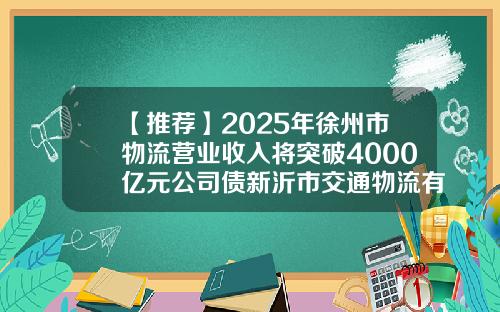 【推薦】2025年徐州市物流營業收入將突破4000億元公司債新沂市交通物流有限公司