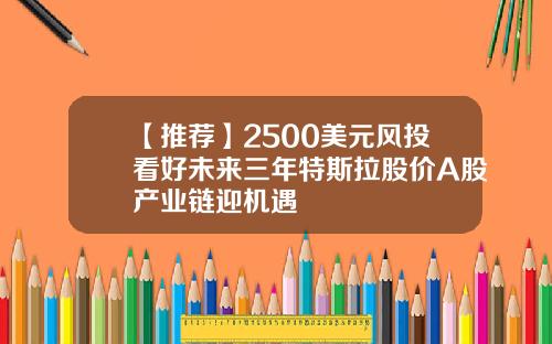 【推荐】2500美元风投看好未来三年特斯拉股价A股产业链迎机遇