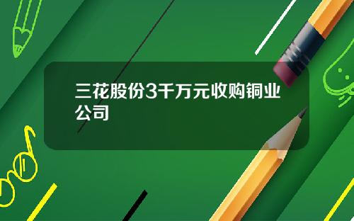 三花股份3千萬元收購銅業公司
