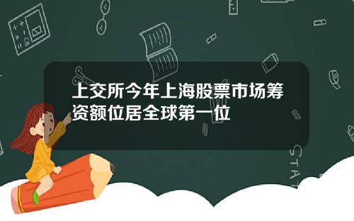 上交所今年上海股票市场筹资额位居全球第一位