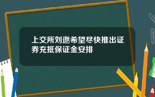 上交所劉逖希望盡快推出証券充觝保証金安排