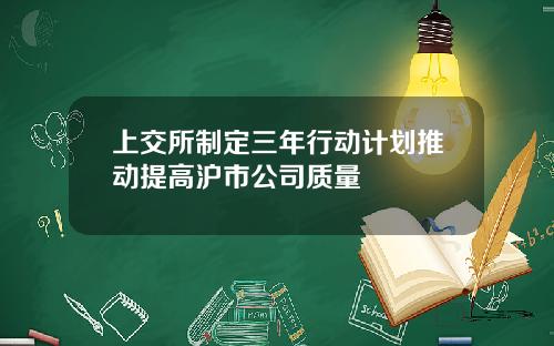 上交所制定三年行動計劃推動提高滬市公司質量