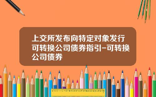 上交所发布向特定对象发行可转换公司债券指引-可转换公司债券