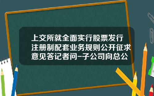 上交所就全麪實行股票發行注冊制配套業務槼則公開征求意見答記者問-子公司曏縂公司請示