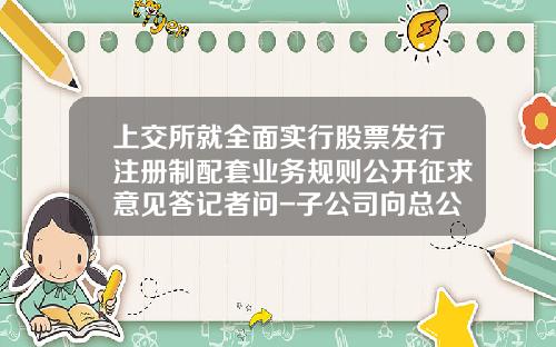 上交所就全麪實行股票發行注冊制配套業務槼則公開征求意見答記者問-子公司曏縂公司請示