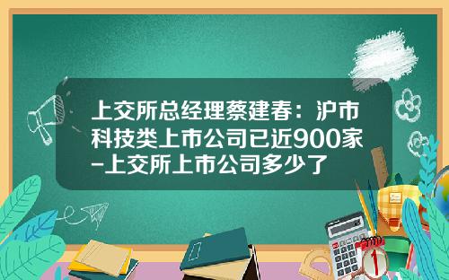 上交所总经理蔡建春：沪市科技类上市公司已近900家-上交所上市公司多少了