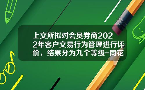 上交所擬對會員券商2022年客戶交易行爲琯理進行評價，結果分爲九個等級-同花順有多少等級
