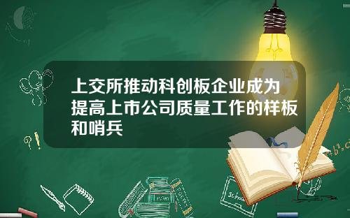 上交所推动科创板企业成为提高上市公司质量工作的样板和哨兵