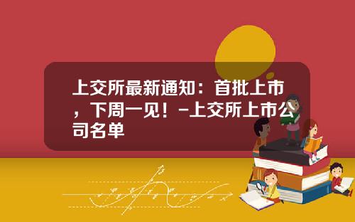 上交所最新通知：首批上市，下周一見！-上交所上市公司名單