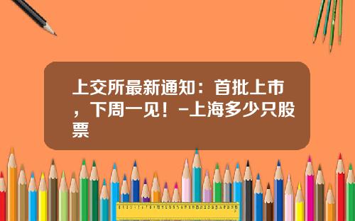 上交所最新通知：首批上市，下周一见！-上海多少只股票