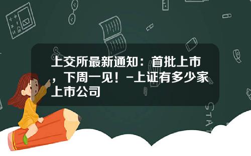 上交所最新通知：首批上市，下周一见！-上证有多少家上市公司