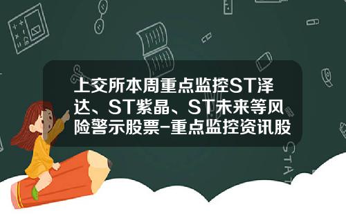 上交所本周重點監控ST澤達、ST紫晶、ST未來等風險警示股票-重點監控資訊股票