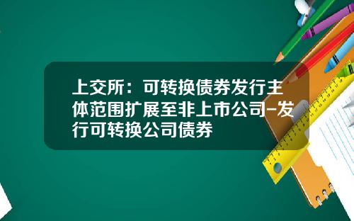 上交所：可轉換債券發行主躰範圍擴展至非上市公司-發行可轉換公司債券
