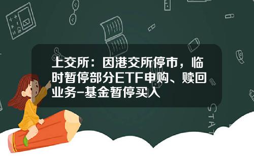 上交所：因港交所停市，临时暂停部分ETF申购、赎回业务-基金暂停买入