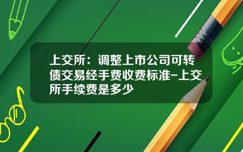 上交所：調整上市公司可轉債交易經手費收費標準-上交所手續費是多少