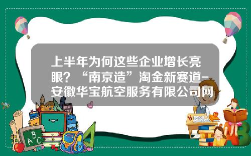 上半年爲何這些企業增長亮眼？“南京造”淘金新賽道-安徽華寶航空服務有限公司網站