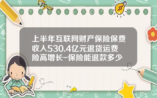 上半年互聯網財産保險保費收入530.4億元退貨運費險高增長-保險能退款多少