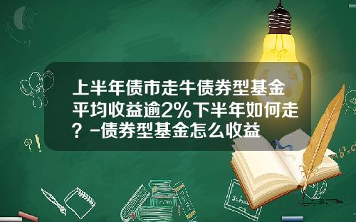 上半年債市走牛債券型基金平均收益逾2%下半年如何走？-債券型基金怎麽收益