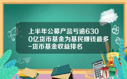 上半年公募産品虧逾6300億貨幣基金爲基民賺錢最多-貨幣基金收益排名