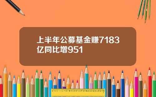 上半年公募基金赚7183亿同比增951