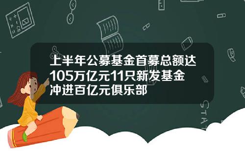 上半年公募基金首募縂額達105萬億元11衹新發基金沖進百億元俱樂部