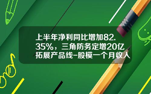 上半年淨利同比增加82.35%，三角防務定增20億拓展産品線-股模一個月收入多少