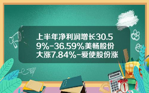 上半年淨利潤增長30.59%-36.59%美暢股份大漲7.84%-愛使股份漲多少