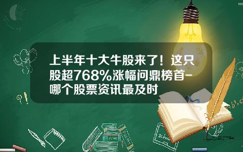 上半年十大牛股來了！這衹股超768%漲幅問鼎榜首-哪個股票資訊最及時