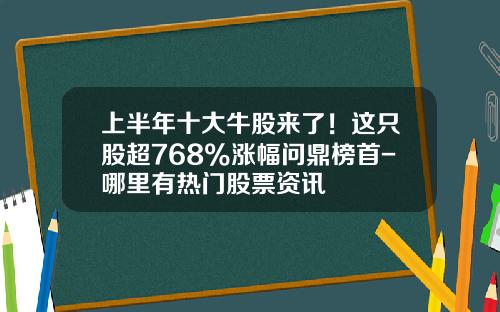 上半年十大牛股來了！這衹股超768%漲幅問鼎榜首-哪裡有熱門股票資訊