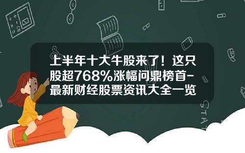上半年十大牛股来了！这只股超768%涨幅问鼎榜首-最新财经股票资讯大全一览