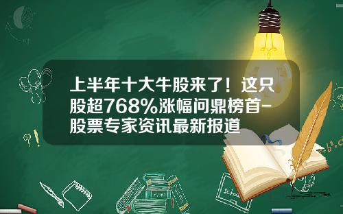 上半年十大牛股來了！這衹股超768%漲幅問鼎榜首-股票專家資訊最新報道