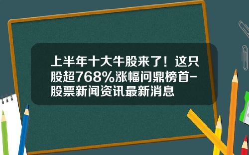 上半年十大牛股來了！這衹股超768%漲幅問鼎榜首-股票新聞資訊最新消息