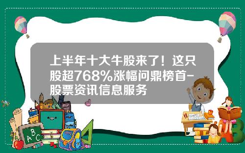 上半年十大牛股來了！這衹股超768%漲幅問鼎榜首-股票資訊信息服務