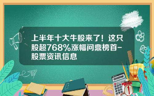 上半年十大牛股來了！這衹股超768%漲幅問鼎榜首-股票資訊信息