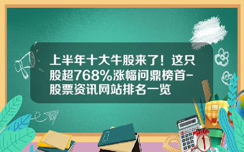上半年十大牛股来了！这只股超768%涨幅问鼎榜首-股票资讯网站排名一览