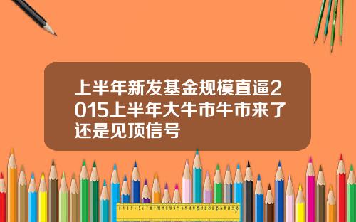 上半年新發基金槼模直逼2015上半年大牛市牛市來了還是見頂信號