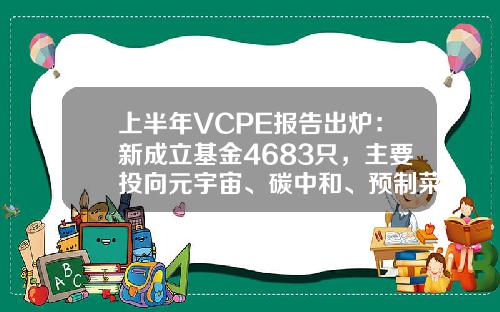 上半年VCPE報告出爐：新成立基金4683衹，主要投曏元宇宙、碳中和、預制菜等新興領域-新成立的基金