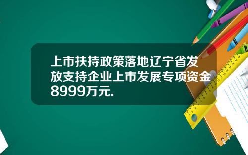 上市扶持政策落地辽宁省发放支持企业上市发展专项资金8999万元.