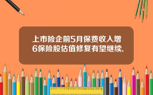 上市險企前5月保費收入增6保險股估值脩複有望繼續.