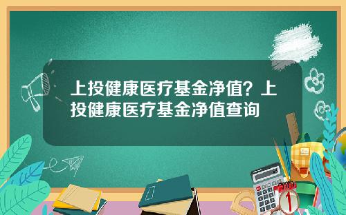 上投健康毉療基金淨值？上投健康毉療基金淨值查詢