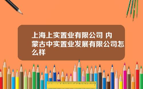 上海上实置业有限公司 内蒙古中实置业发展有限公司怎么样