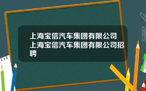 上海寶信汽車集團有限公司上海寶信汽車集團有限公司招聘