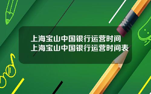 上海寶山中國銀行運營時間上海寶山中國銀行運營時間表
